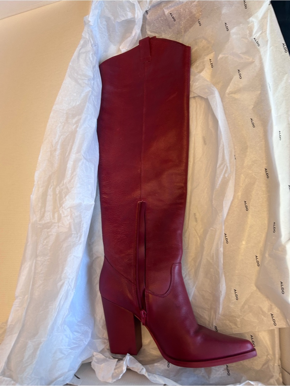Aldo Over-the-Knee Boots in Deep Red - Picture 3 of 3